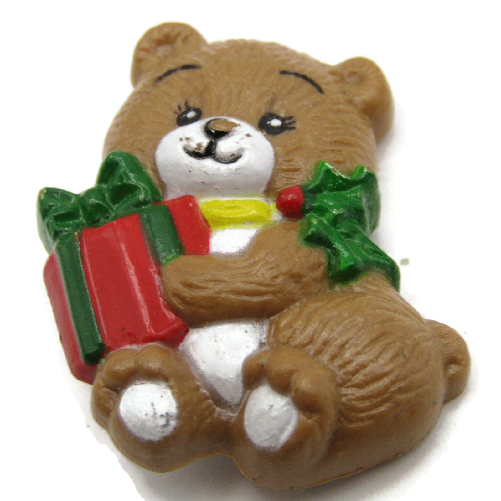 Christmas Teddy Bear Present Pin Vintage