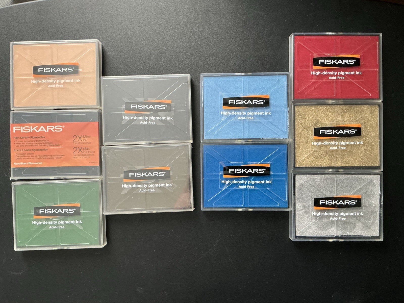 Lot of 10 Fiskars High-density Pigment Ink Pads (5 New, 5 Used)