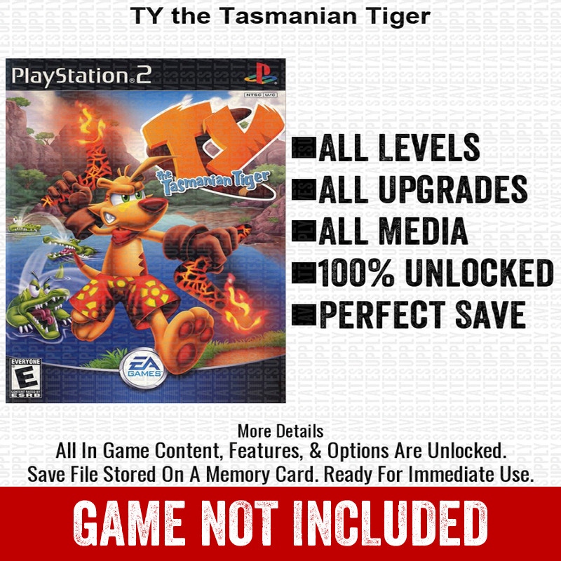 TY the Tasmanian Tiger 100% PS2 Memory Card All CHEATS ITEMS