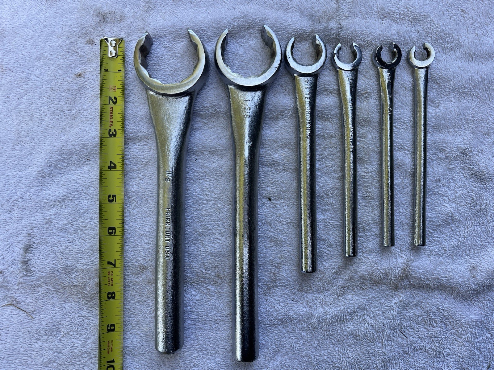 🇺🇸Lot Of 6 Fairmount SAE Straight Line Flare Nut Tubular Handle Wrenches🇺🇸