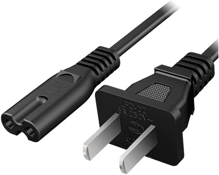 AC 2-Prong C8 Power Cord 5ft TV PS4 PS5 Monitor