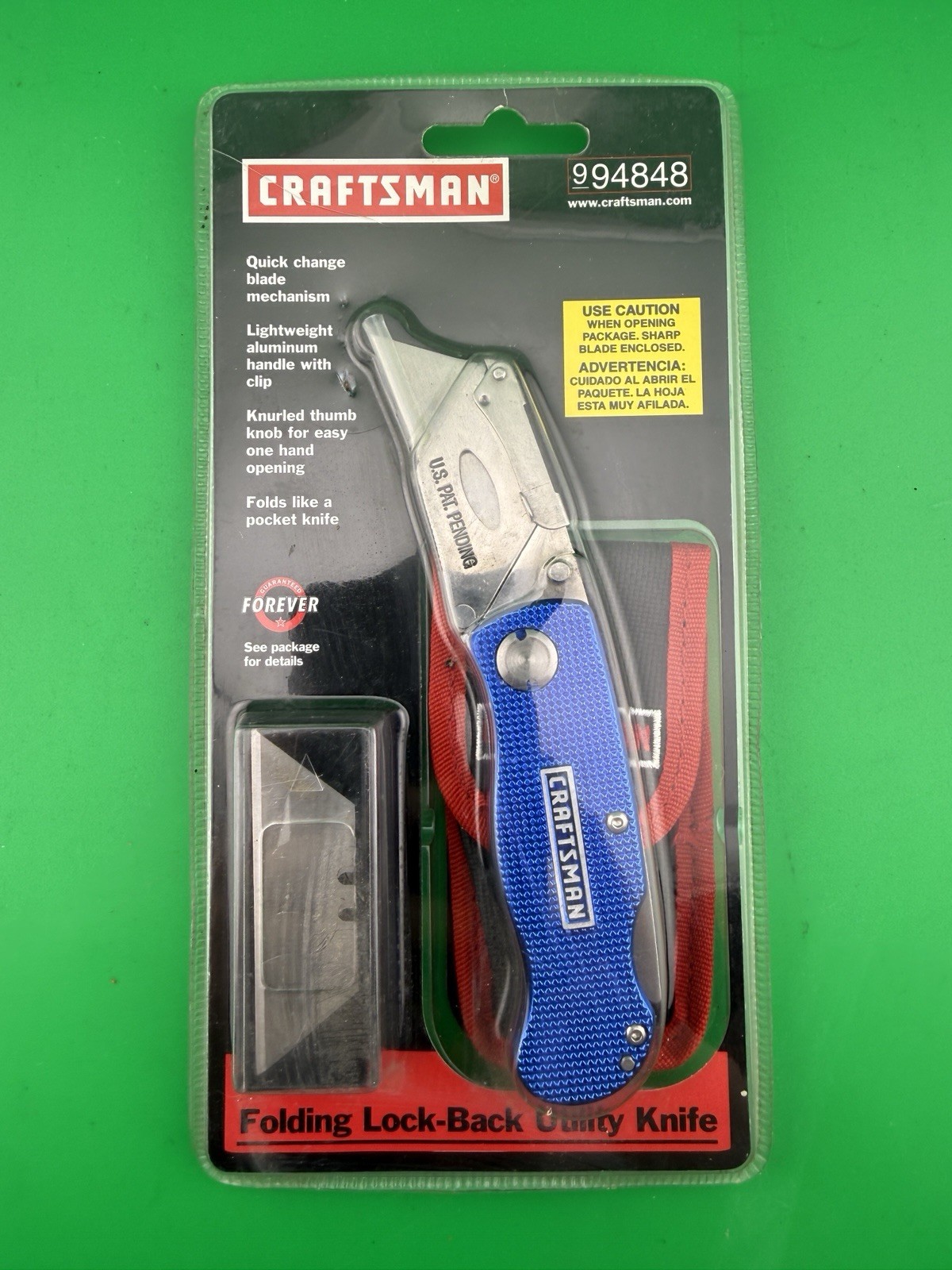 Sears Craftsman NOS Blue Folding Lock Back Utility Knife 94848