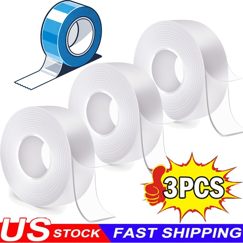 3PC Tape Double Sided Adhesive Removable Heavy Duty Invisible Mounting USA