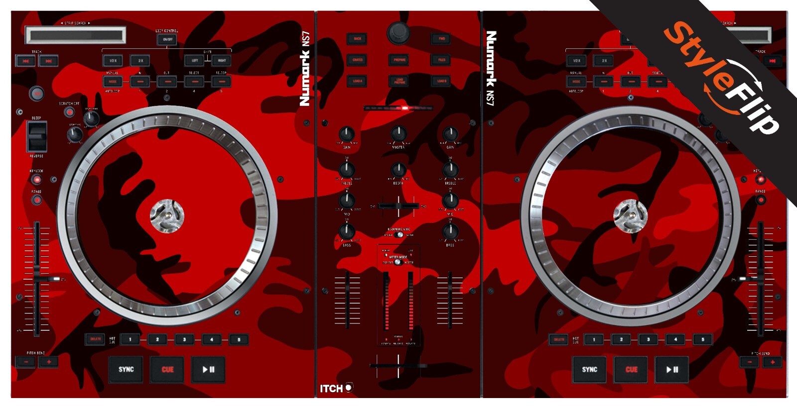 Numark NS-7 Skin | Red Camo | Protective Decal | StyleFlip Skins