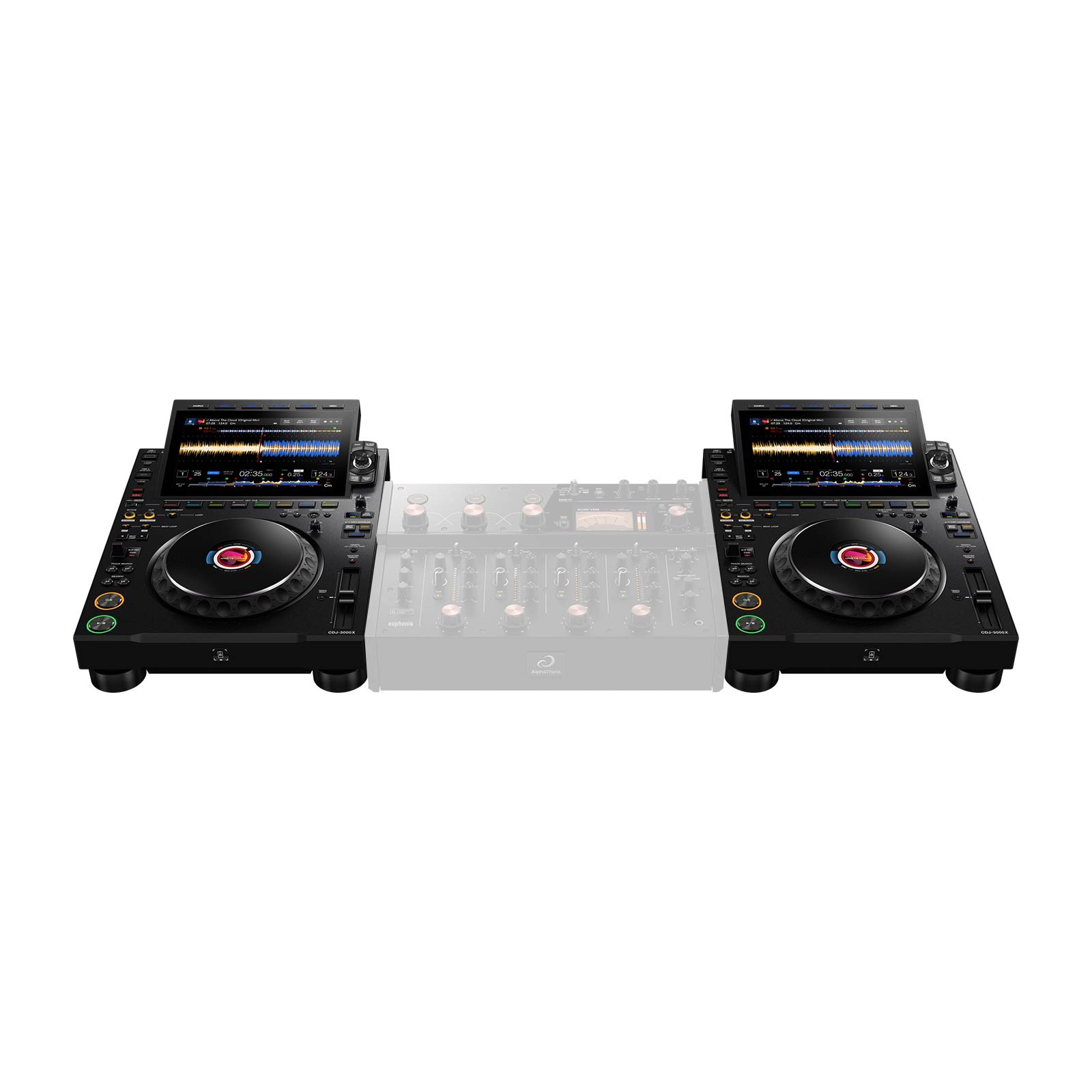 AlphaTheta CDJ-3000X Flagship DJ Media Players Controllers Pair w Soft Cases