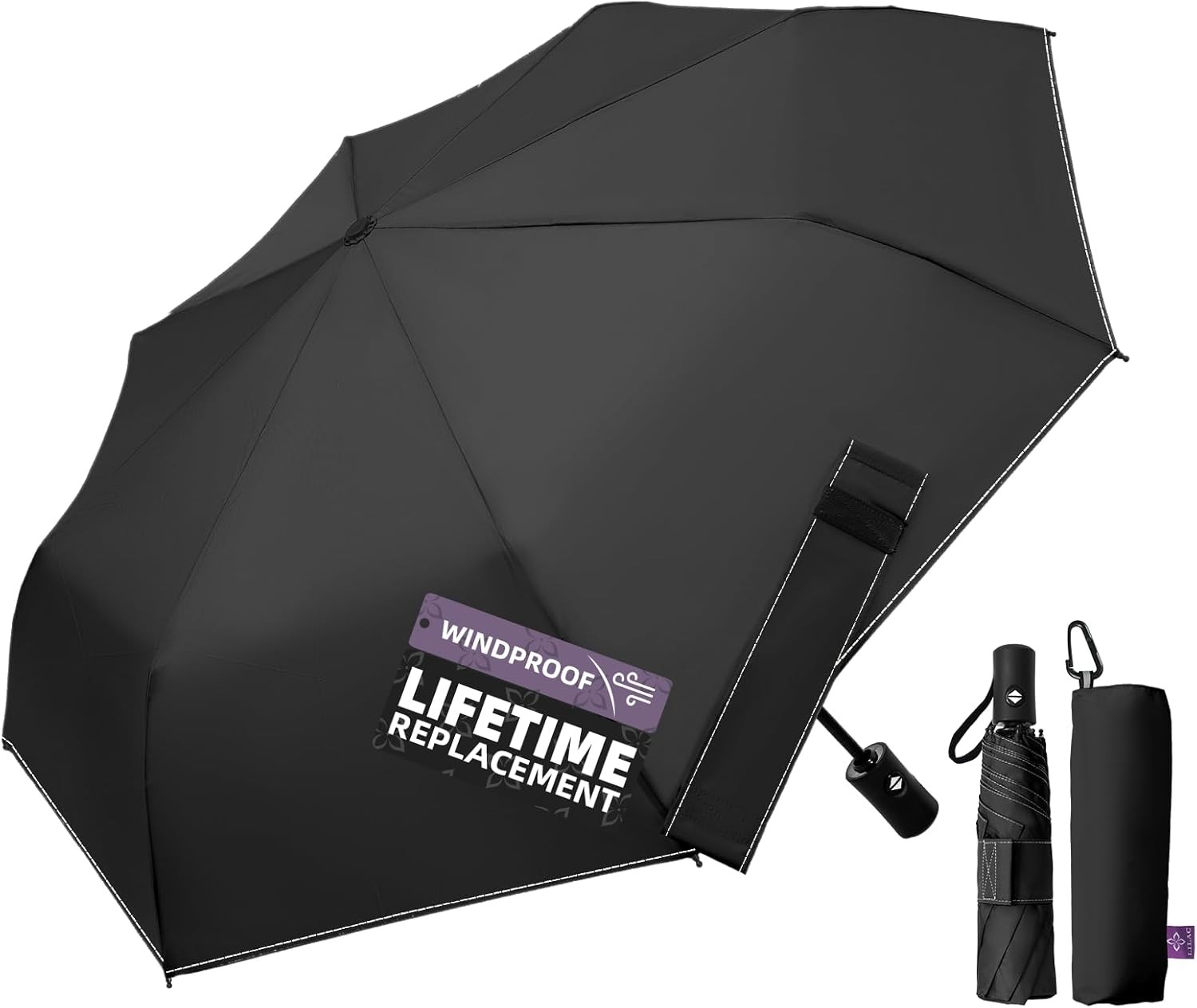 Compact Travel Windproof Umbrella 43 Auto Open Close TSA Approved