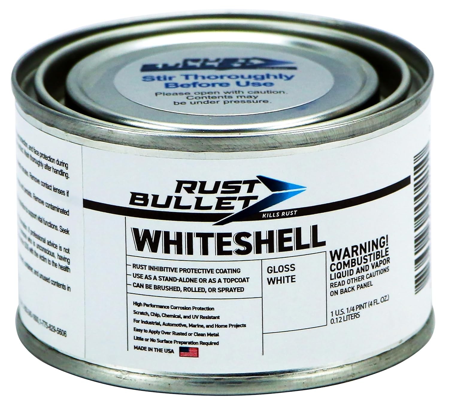 RUST BULLET WhiteShell - Gloss White - 4 Fl 4 Oz (Pack of 1),
