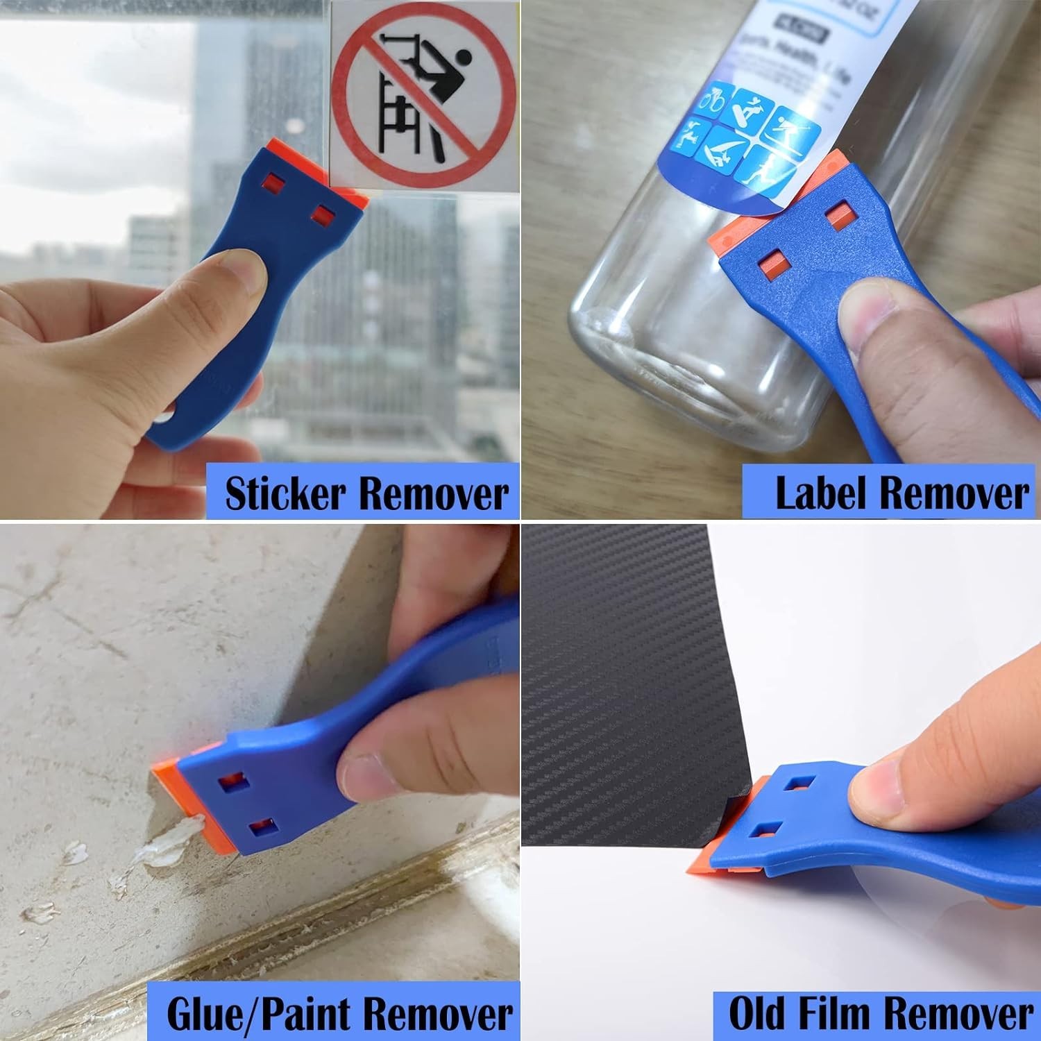 1.5" Ergonomic Plastic Razor Scraper with 10 Double Edged Blades - Multi-purpose