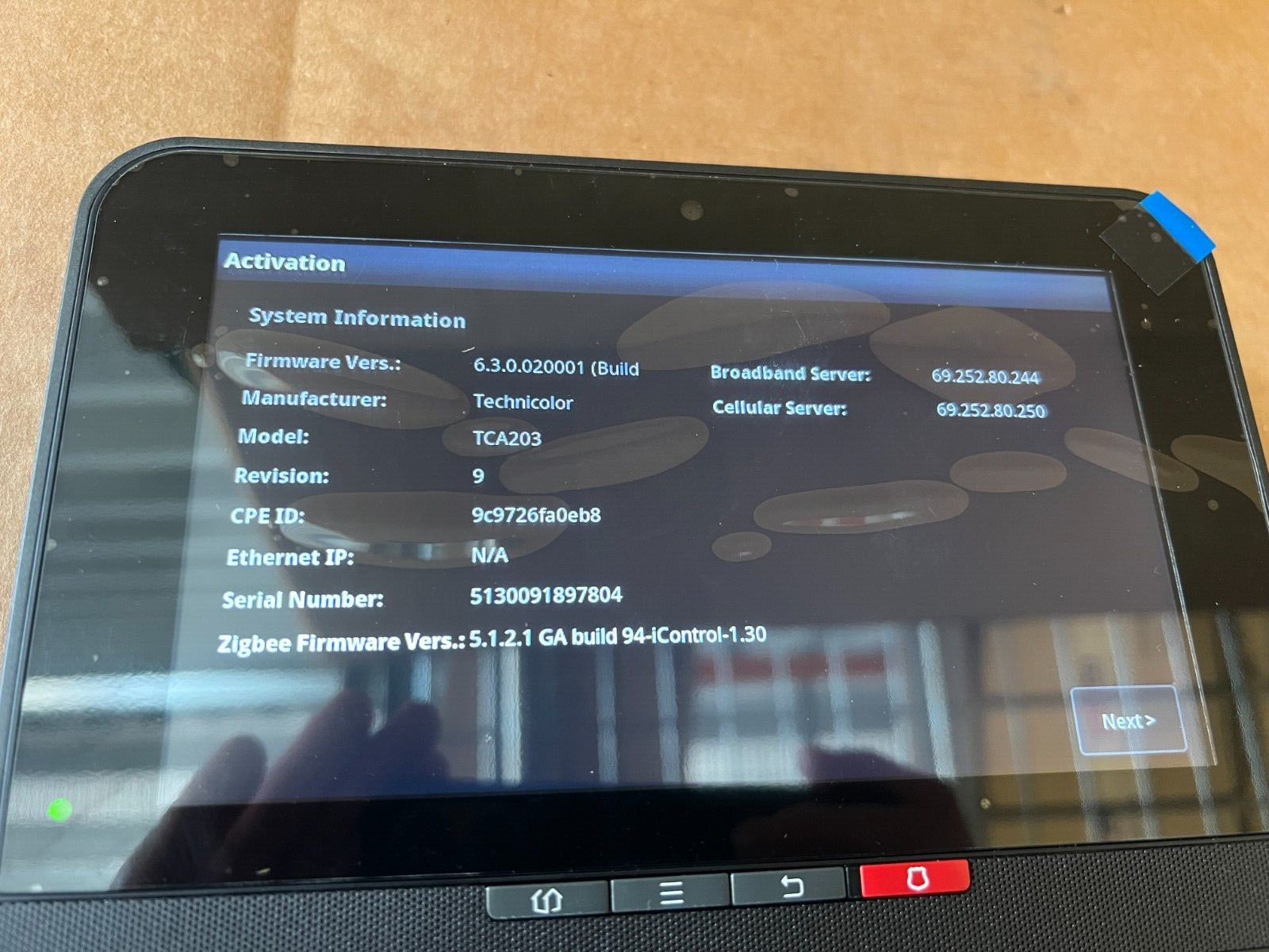 Xfinity TCA203COMG Black Home Security Station or Touchscreen Controller New