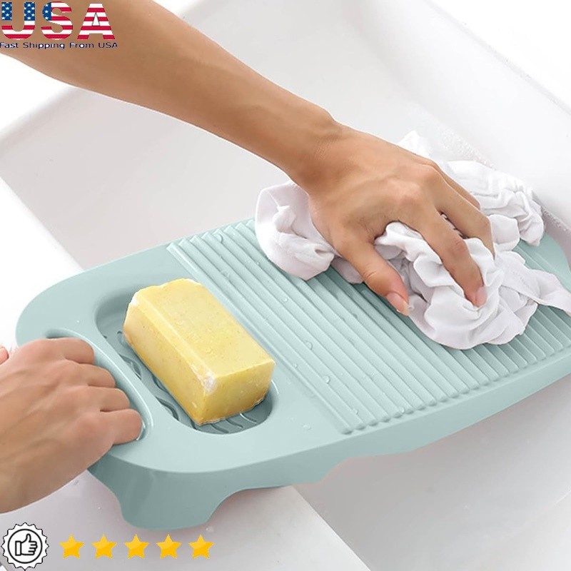 Portable Plastic Washboard W/ Soap Holder Easy Hand Washing Small Clothes New