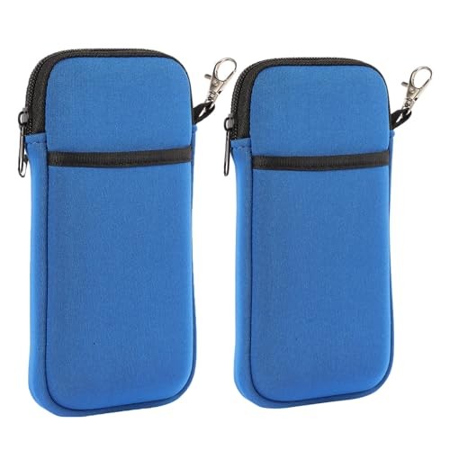 2 Pcs Double Glasses Case, Portable Neoprene Eyeglasses Case With Zippe Blue