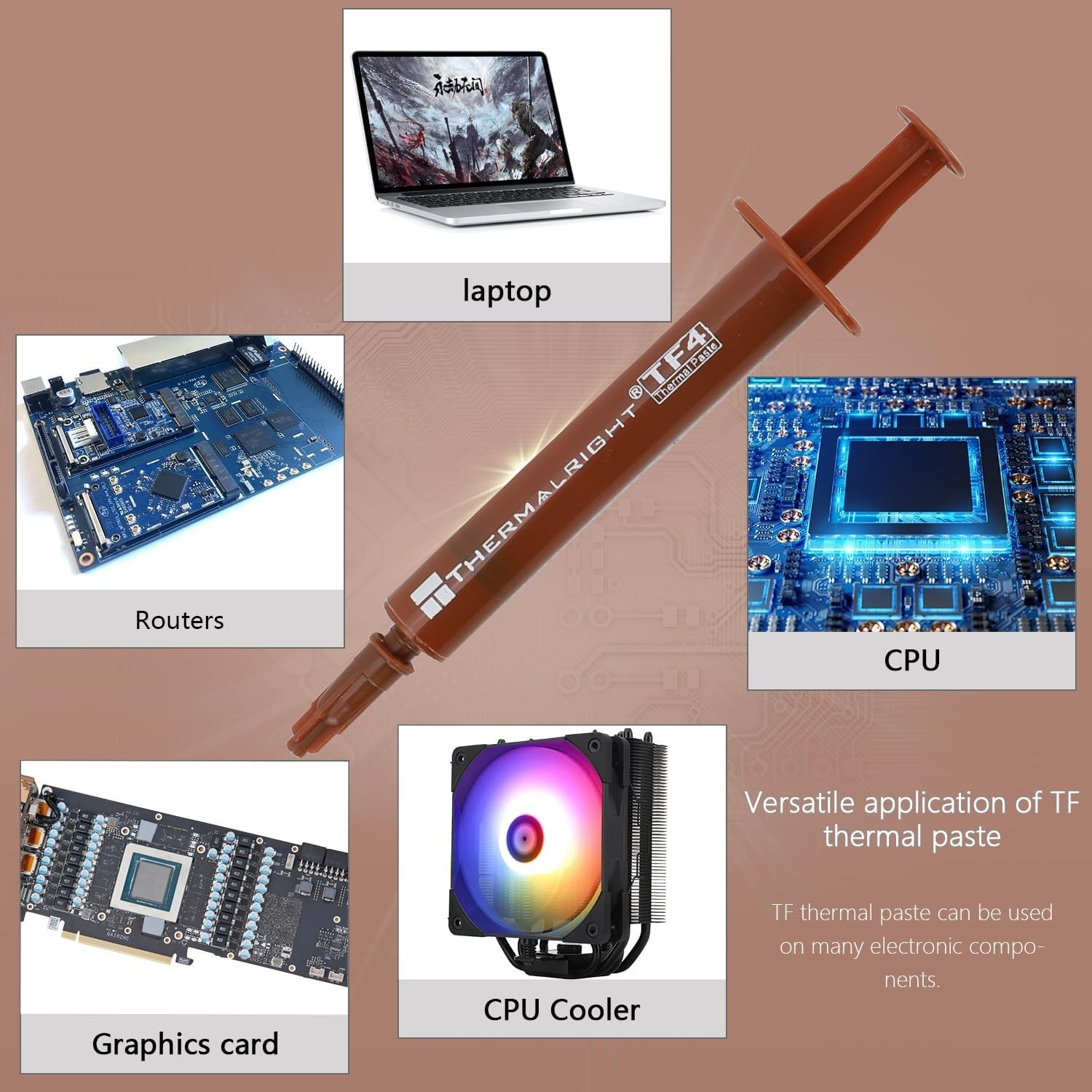 Durable 1.5g TF4 Thermal Paste for Optimal CPU/GPU Cooling - Easy Apply Tool