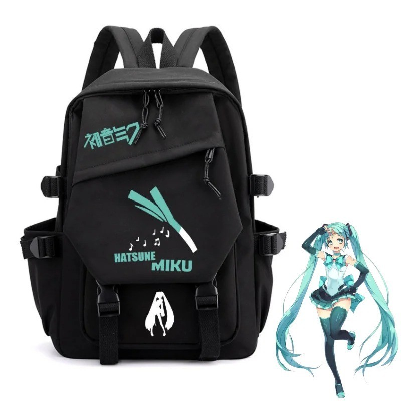 Hatsune Miku Anime Backpack School Bag Large Capacity Unisex Black NEW