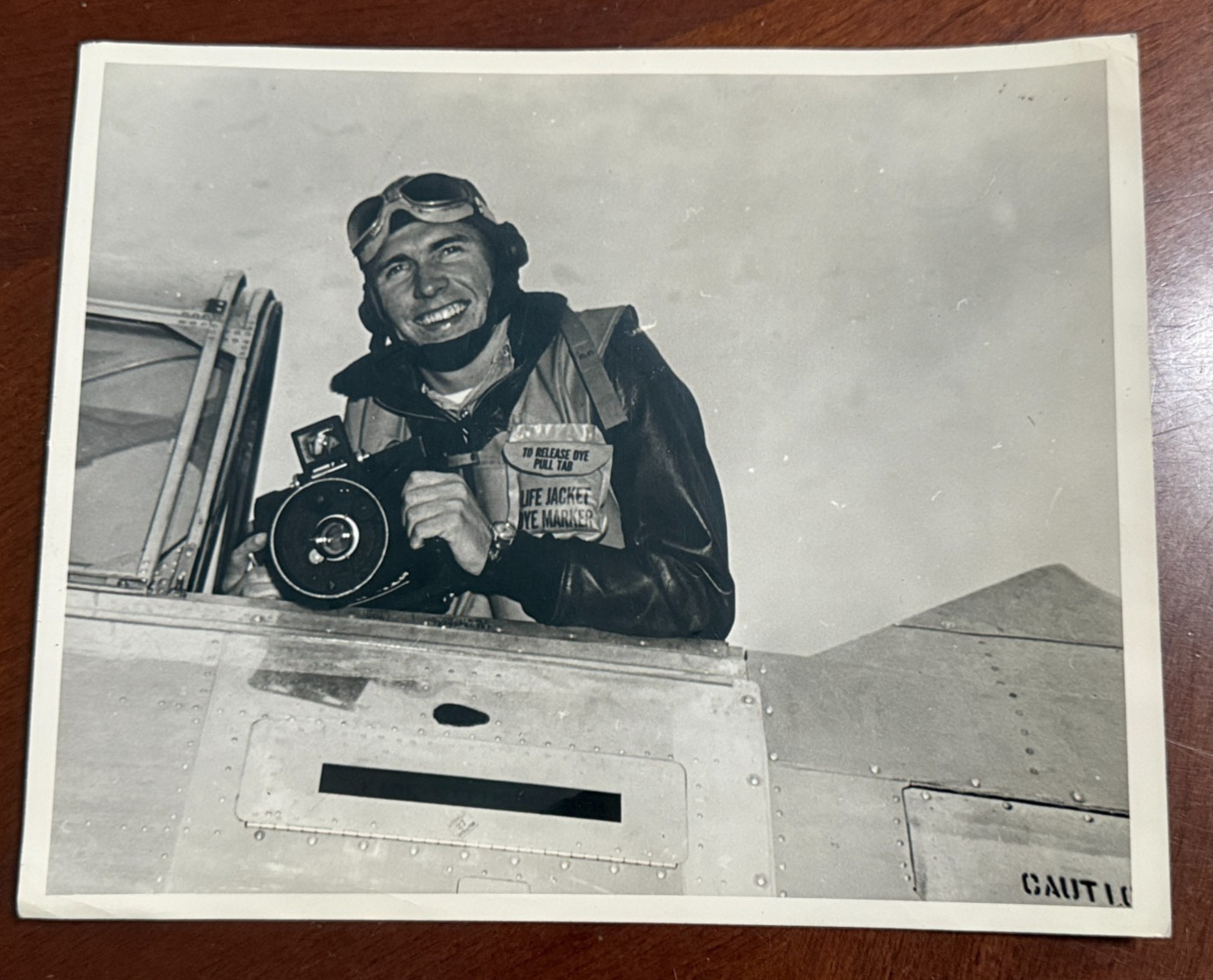 US Navy Official Photograph Aviation Photographer in Cockpit Stamped Photograph