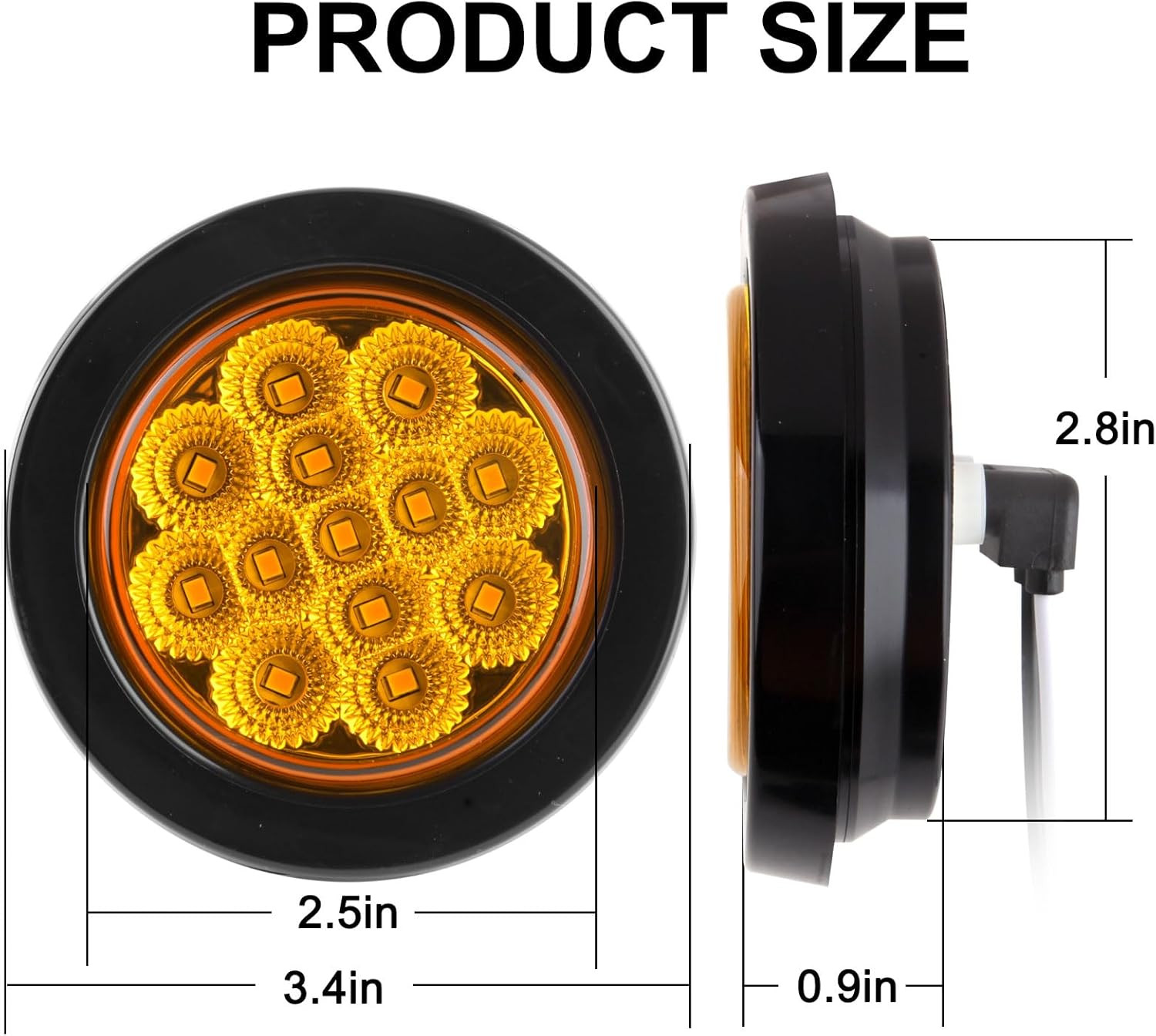 20 Pcs 2.5'' Inch round Led Clearance and Side Marker Lights 13 LEDS W/Reflector