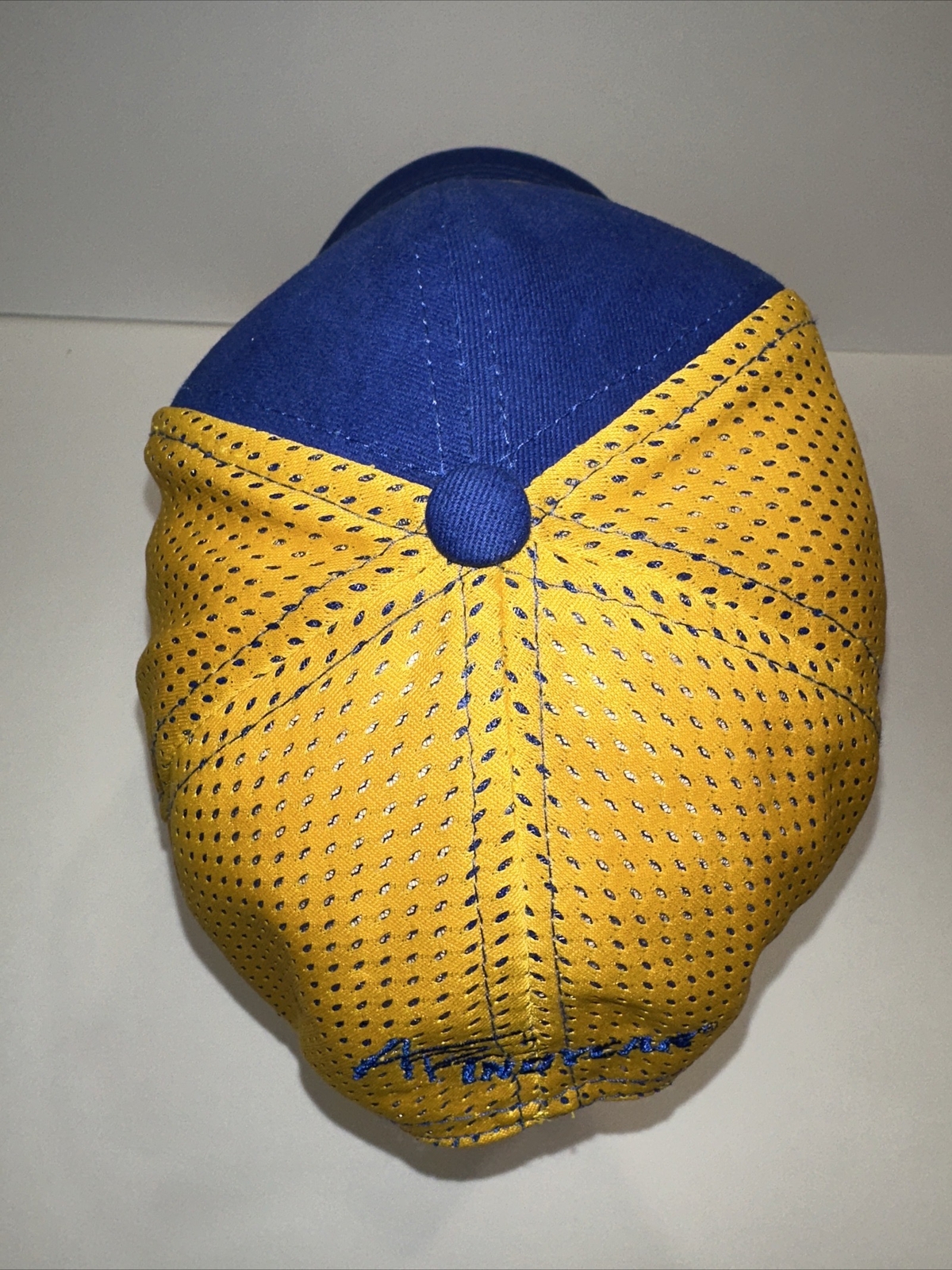 NAPA Racing Hat Cap Royal Blue Yellow Mesh Fabric Hook Loop Embroidered