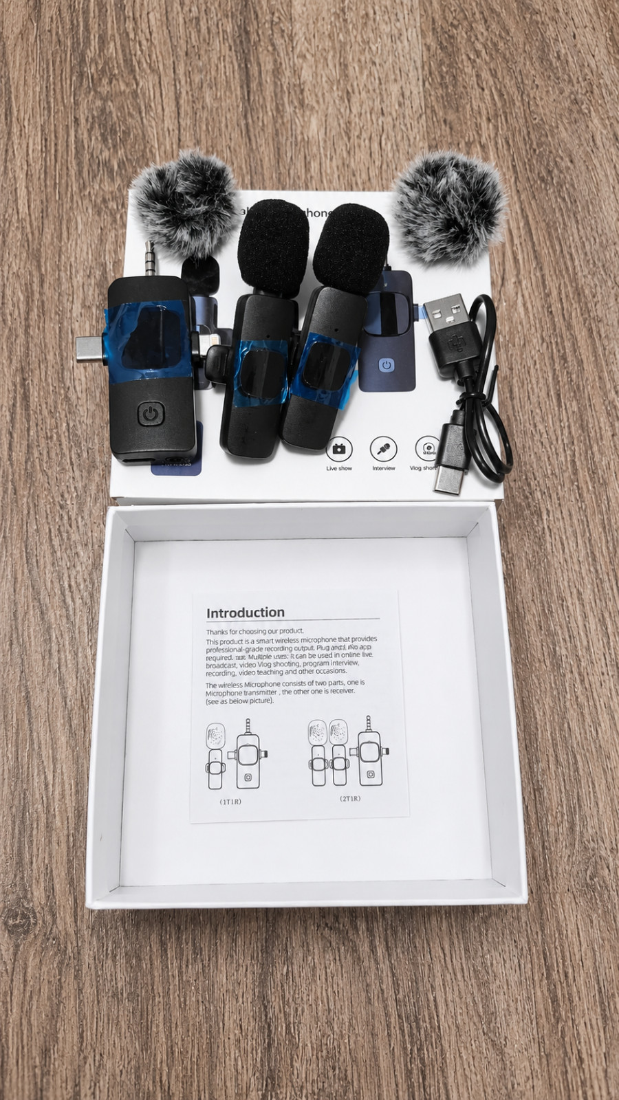 Dual Wireless Lavalier Mic for iPhone Android USB-C Lightning TikTok Youtube