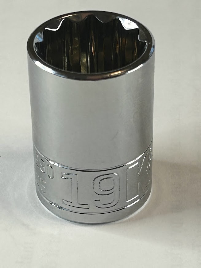 Kobalt 19 mm x 1/2" Dr Standard Chrome Socket 12 Pt  # 85290 Free USA Shipping