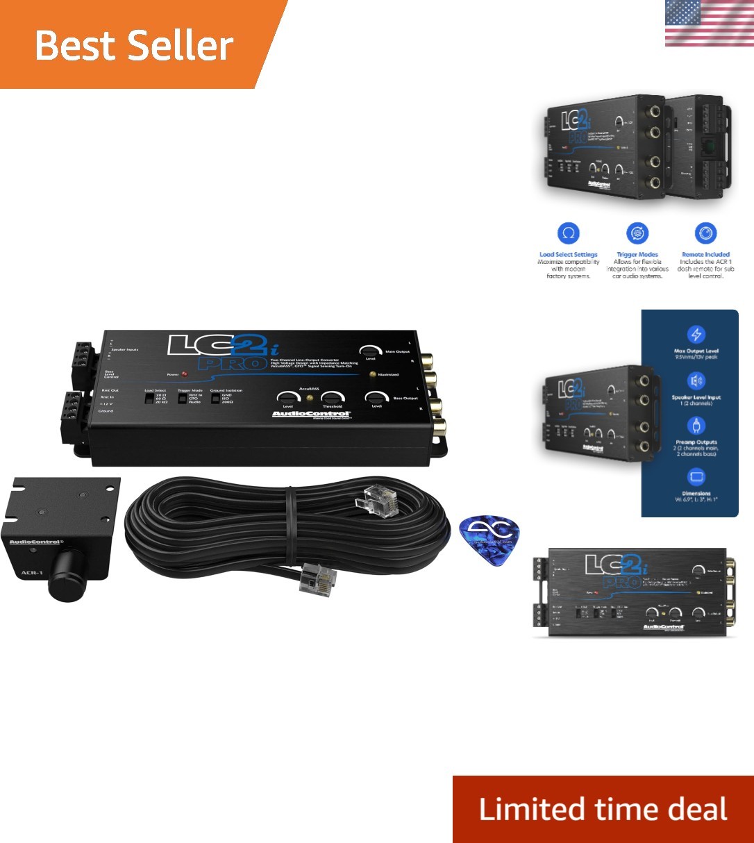 2-Channel Active Line Output Converter with AccuBASS for Adding Subwoofers, A...