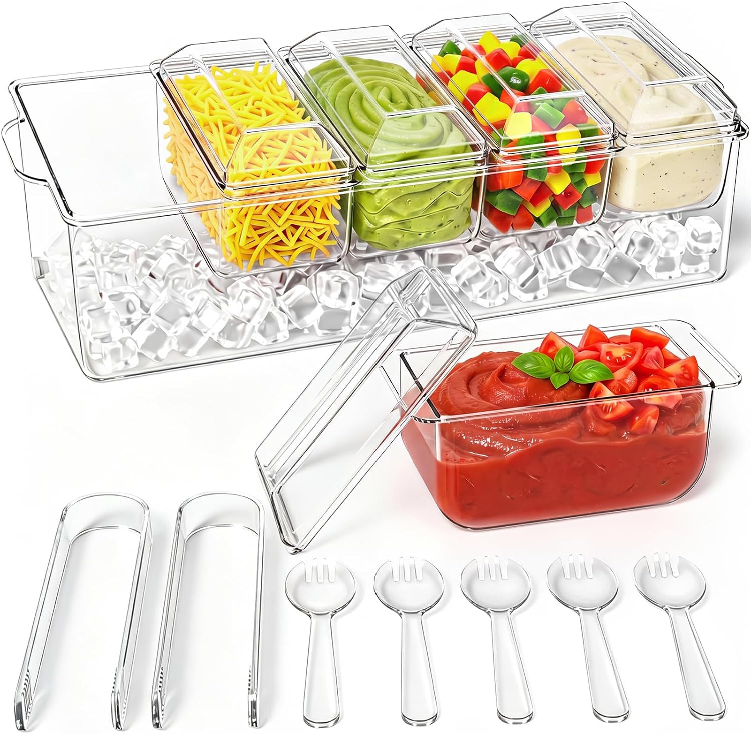 Condiment Tray, Chilled Condiment Server for Home, Party, Celebration, Bar Ga...