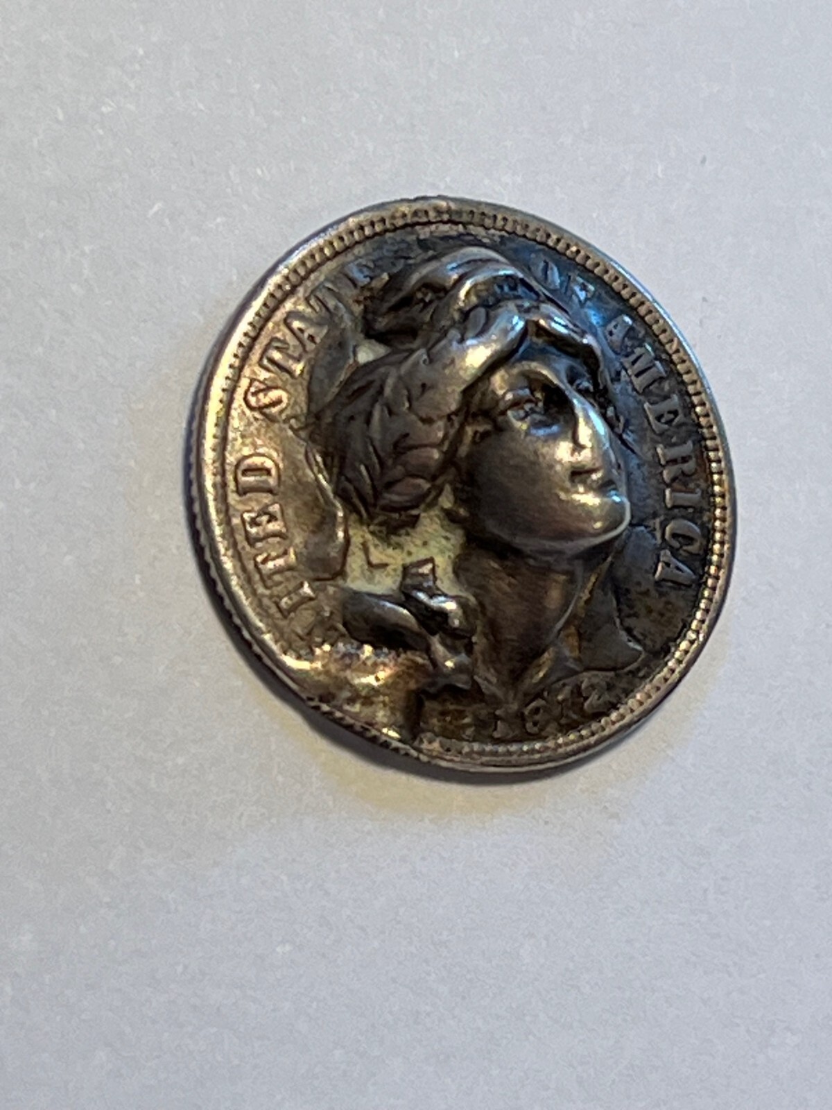 1912 Barber Dime Punch PUSH OUT Repousse 3D Coin