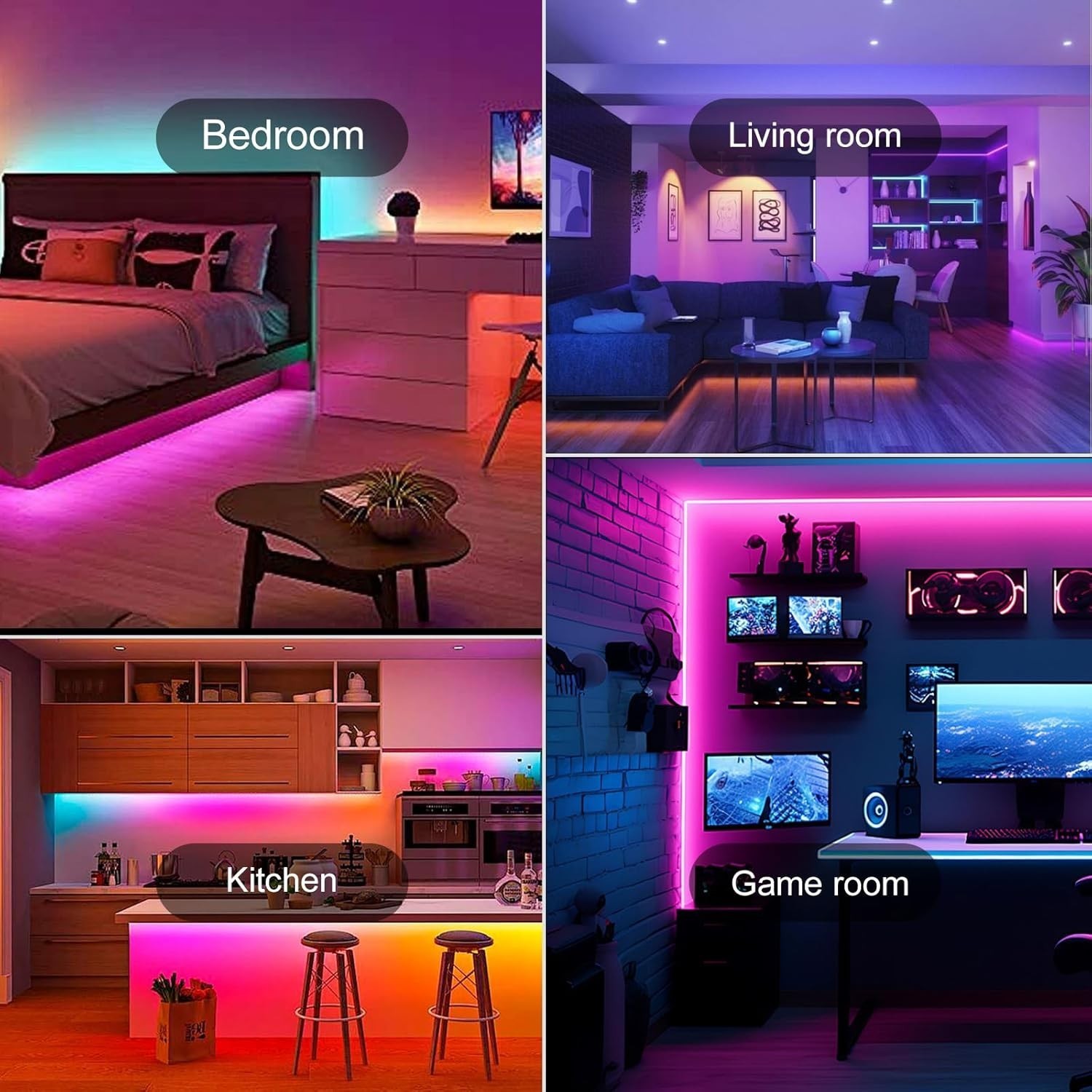 Led Lights Bedroom 200 FT 2 Rolls 100 FT W/ Remote & Application Control RGB