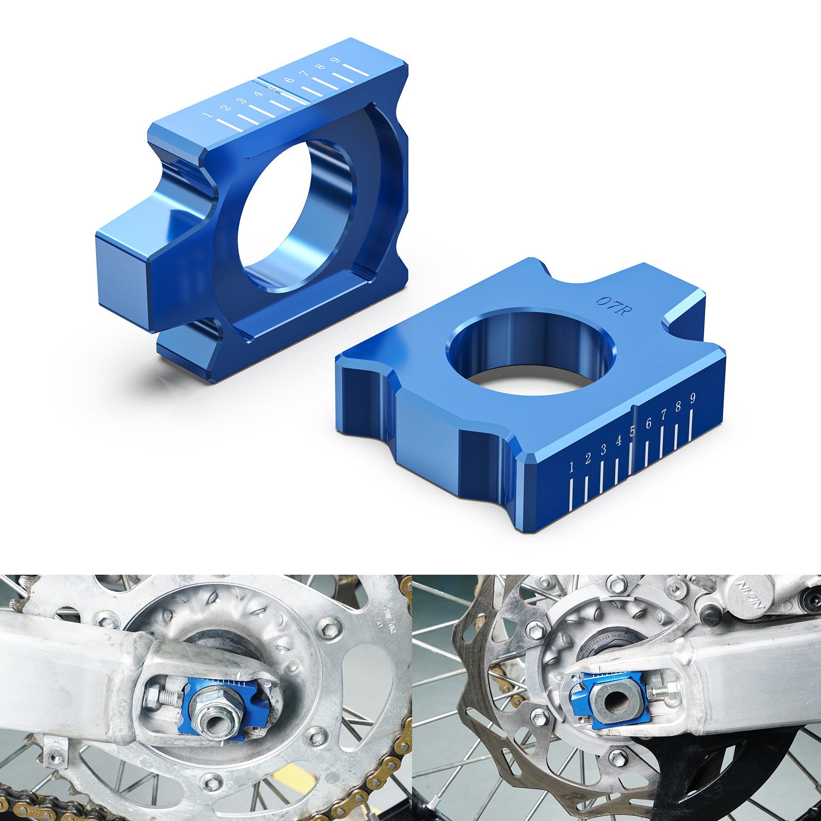 Pair Rear Axle Block Chain Adjusters For Yamaha YZ 125 250 YZ125 YZ250 2002-2023