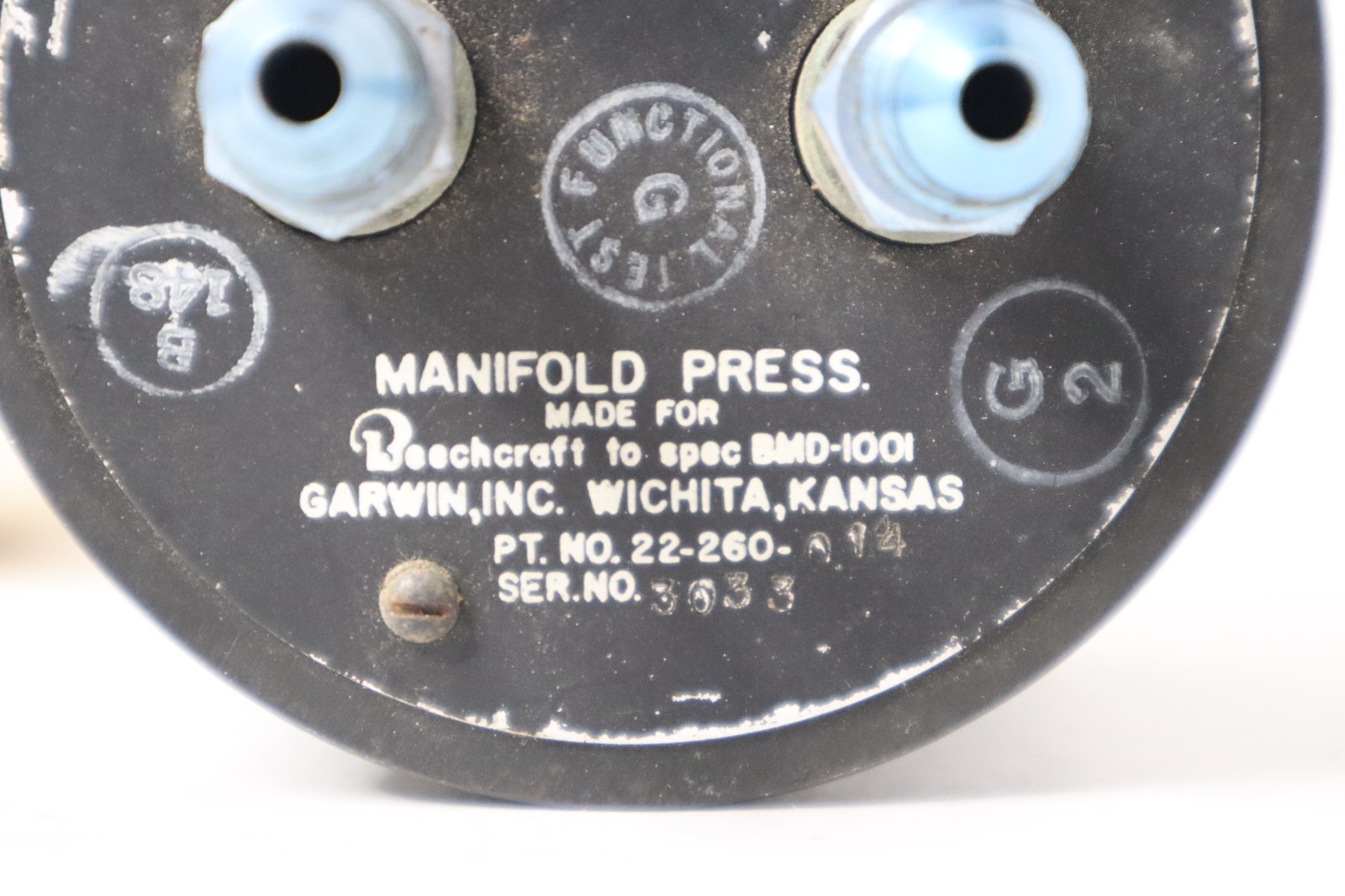 Garwin 22-260-014 Beechcraft Manifold Pressure Indicator