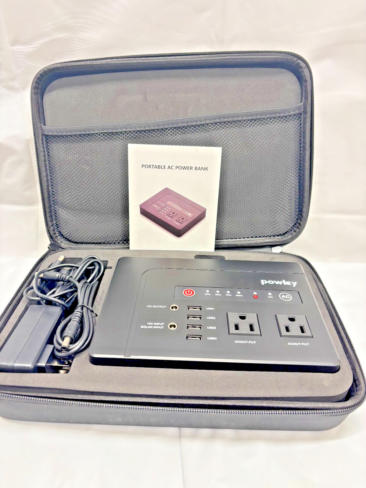 New Powkey Portable Power Bank AC Outlet Laptop Phone USB Charger-*NEW*