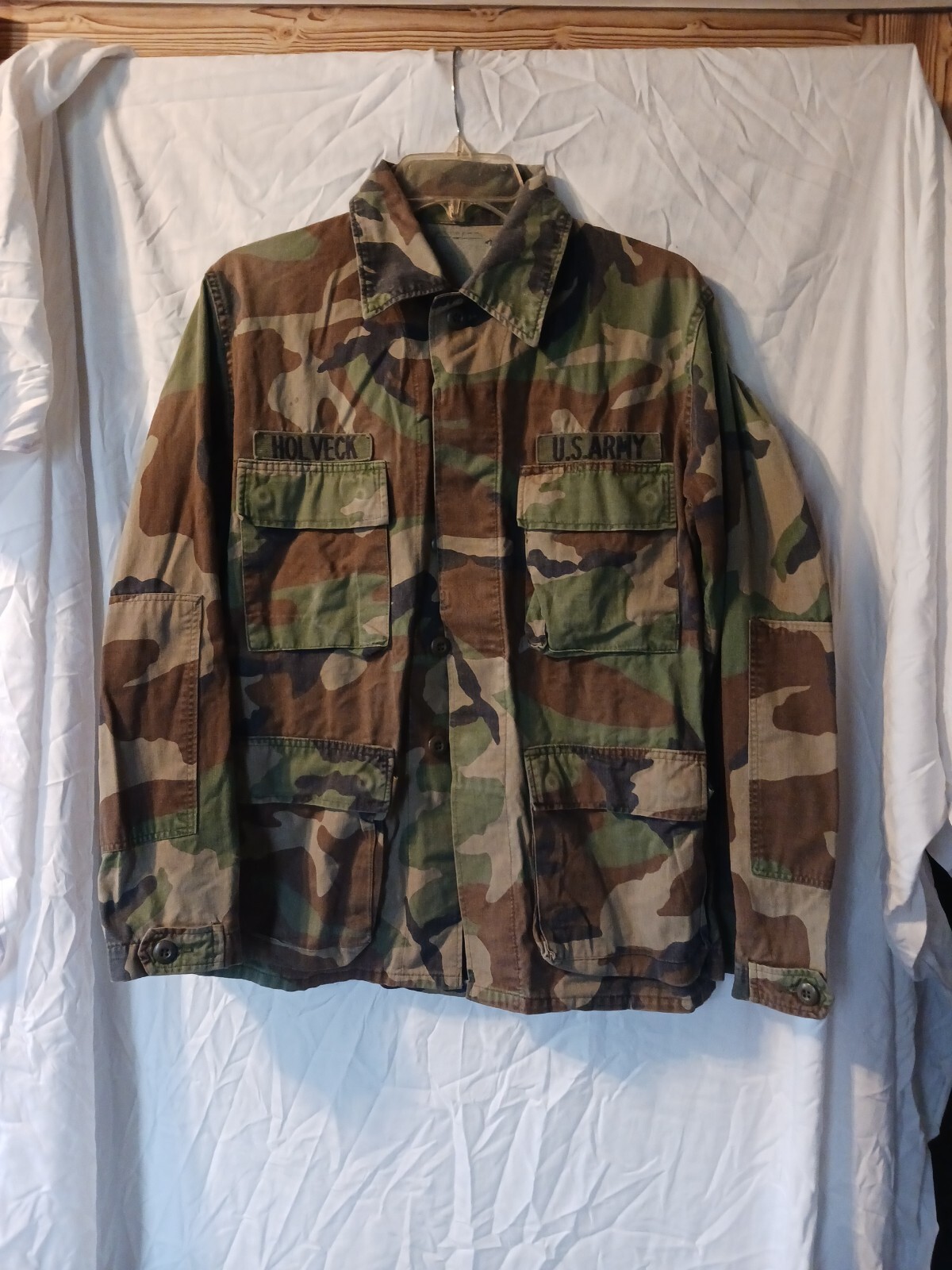 1983 Woodland Camo Military Coat Small Regular