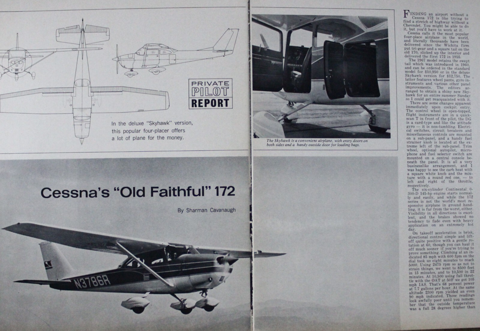 Cessna 172 Magazine Picture Article Aircraft Plane Vintage Original