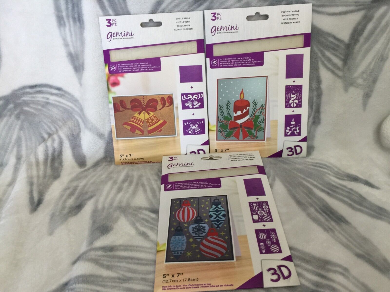 LOT OF 3 Crafter's Companion Gemini Deck The Halls Embossing Folders