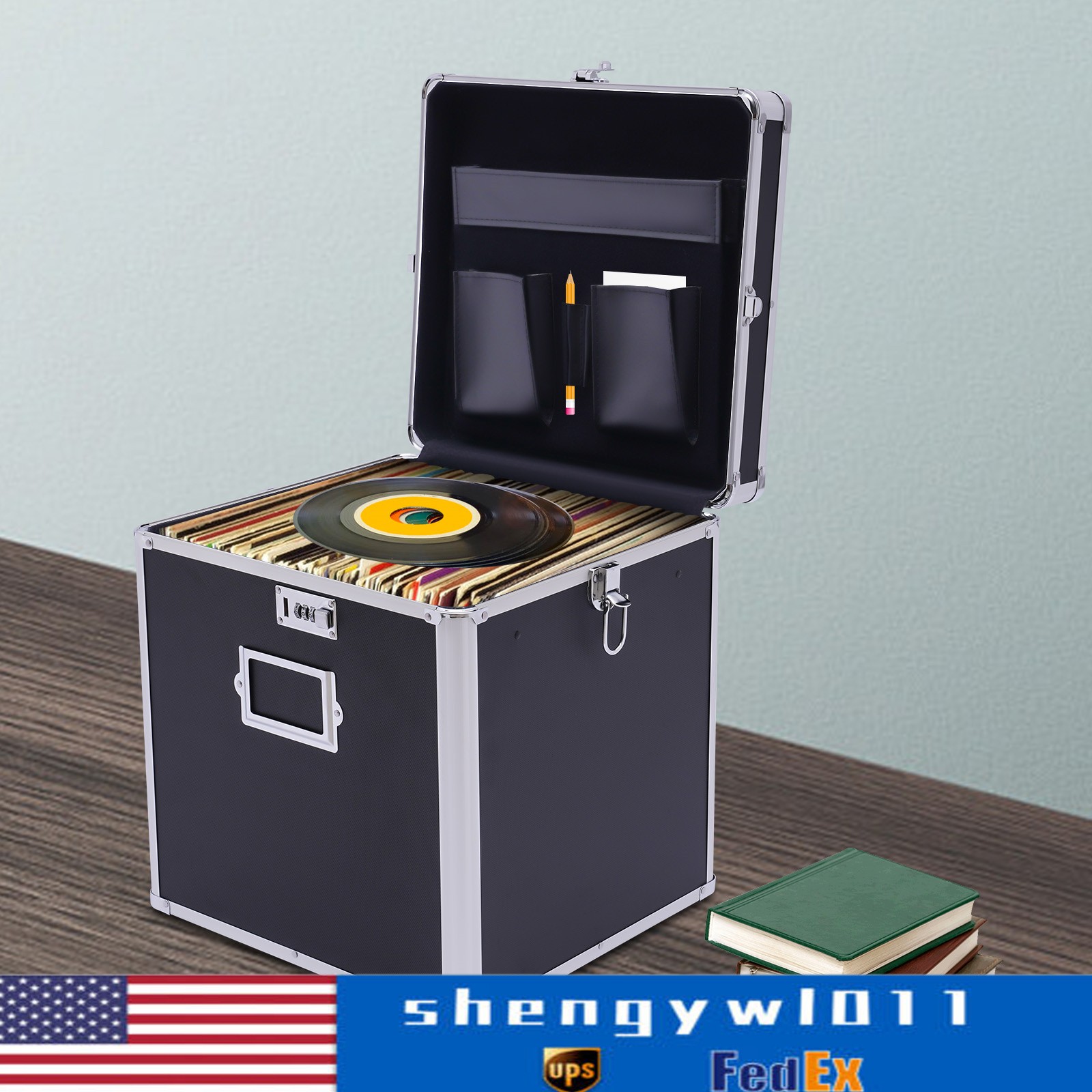 Vinyl Record Holder Storage Vintage Case Carrying Locking 50 Album Organizer NEW