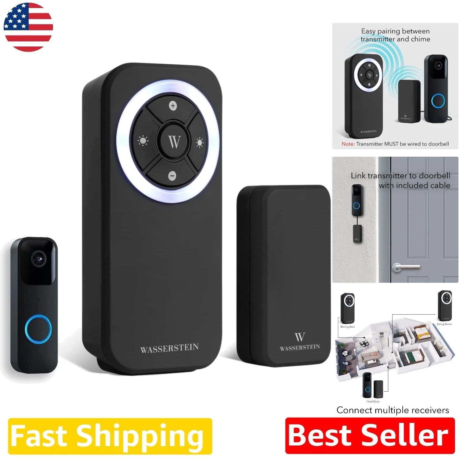 Blink Video Doorbell Chime Black 80dB Loud Audible Alert