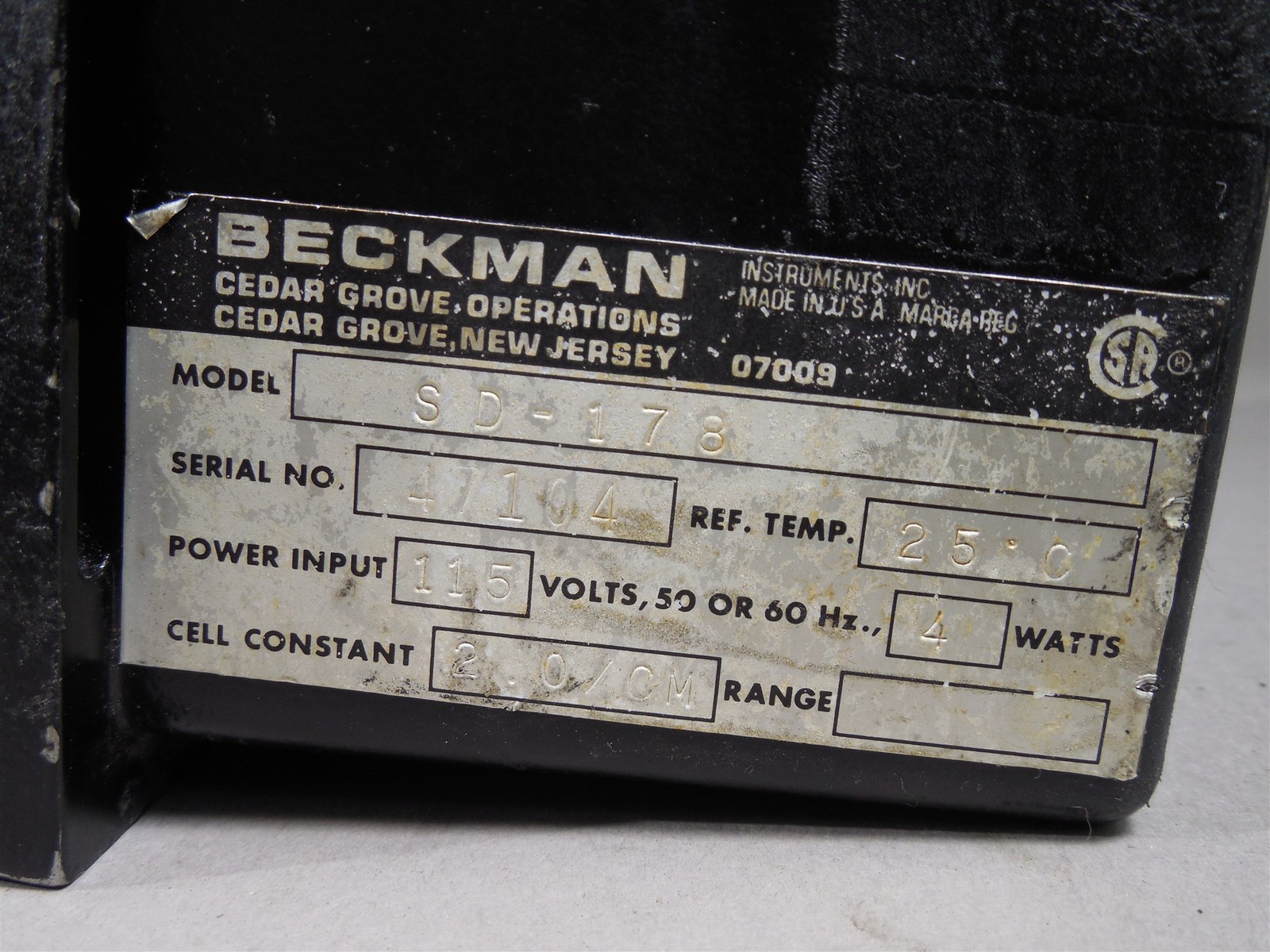 Beckman Solu-Bridge SD-178 Conductivity Controller - USED