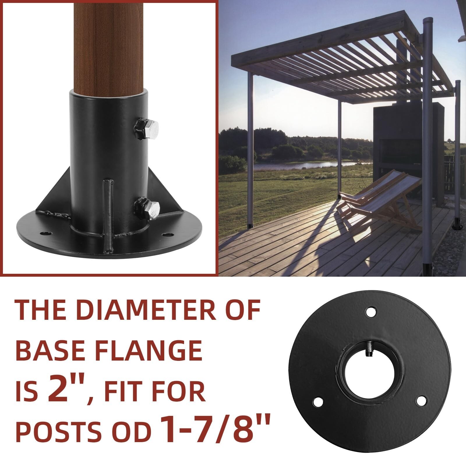 2Pcs Round Posts Base Bracket 2" Base Flange Chain Link Fence Flange Heavy So...