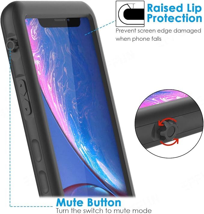 For iPhone Xr Waterproof Case, IP68 Fully Sealed with Built-in Screen Protector