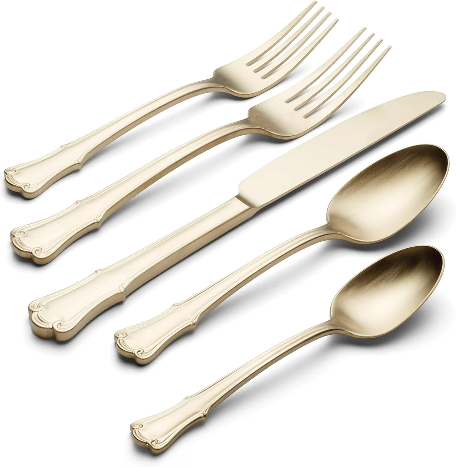 896768 James Street Satin Champagne 20 Piece Flatware Set