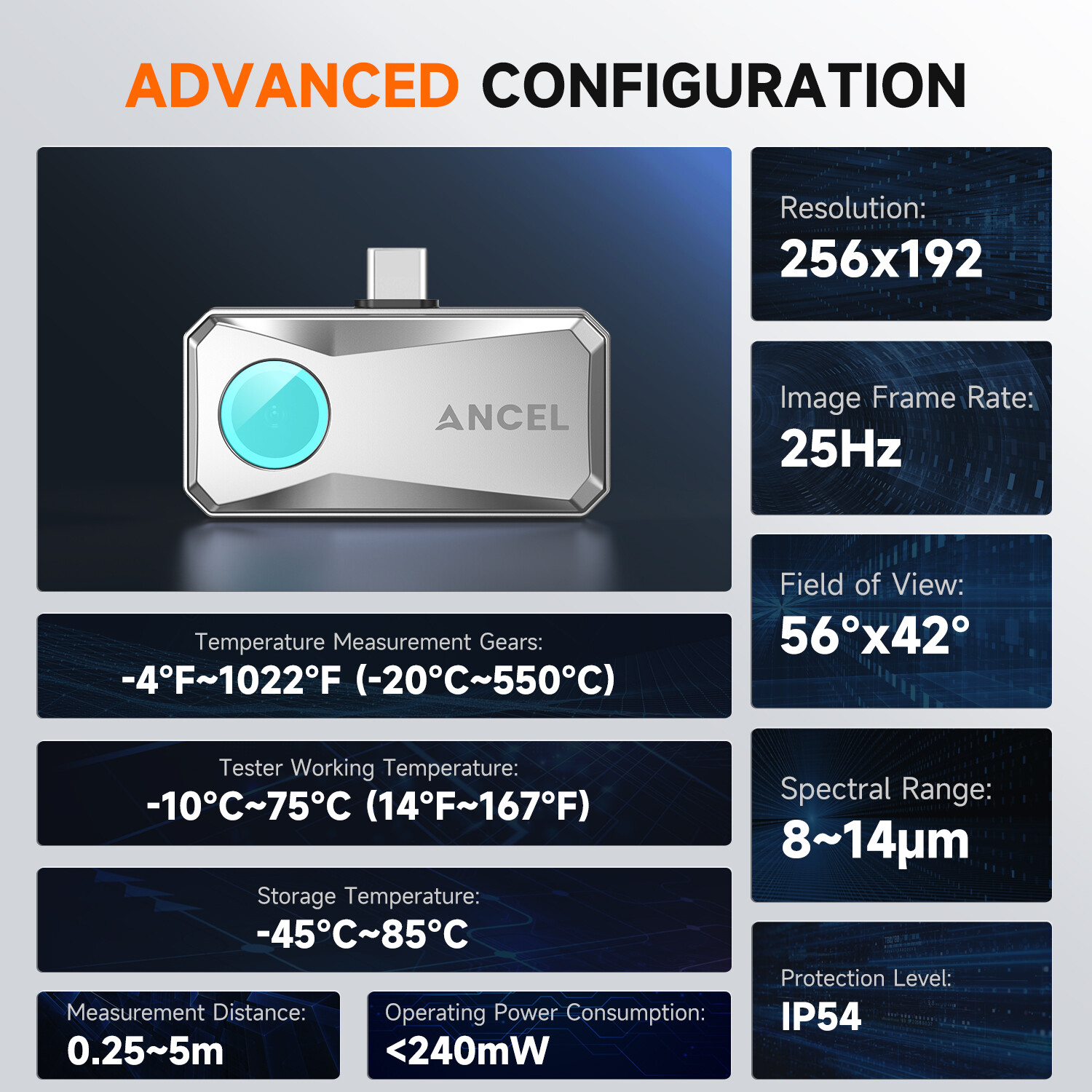 Thermal Camera for Android 256x192 IR High Resolution Optimized Temperature Accu