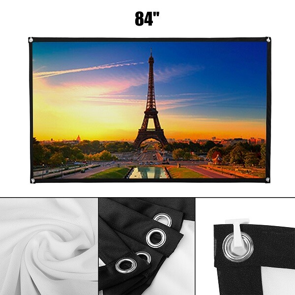 Grtsunsea 84" Diagonal Projector Screen, 16:9 Projection, HD, 4K, Foldable
