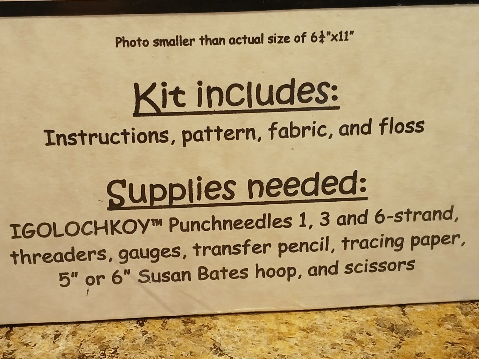 IGOLOCHKOY Punchneedles "Liberty Up Above" Kit Instructions Pattern Fabric Floss
