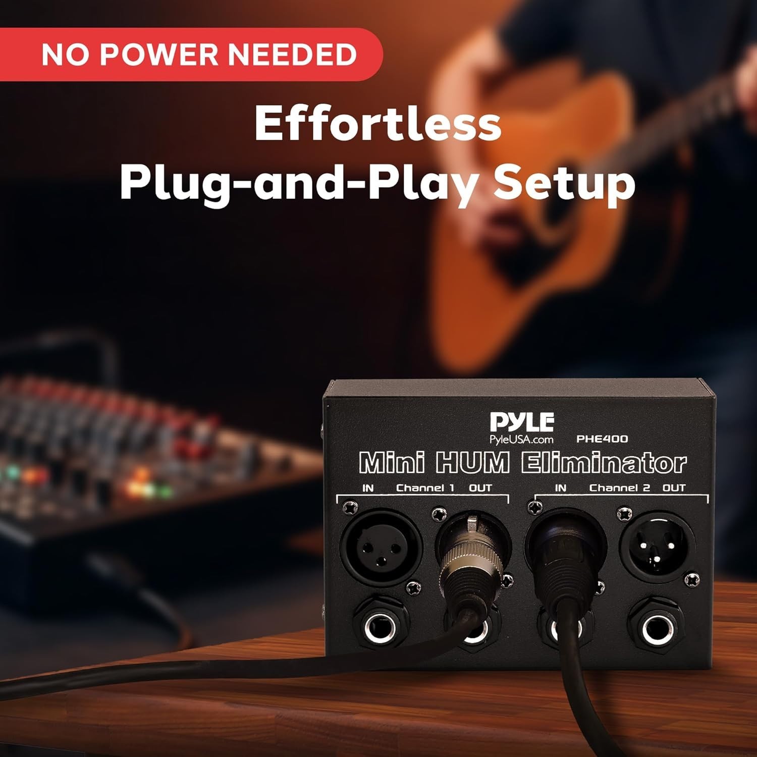 Pyle Compact Mini Hum Eliminator Box - 2 Channel Passive Ground Loop Isolator