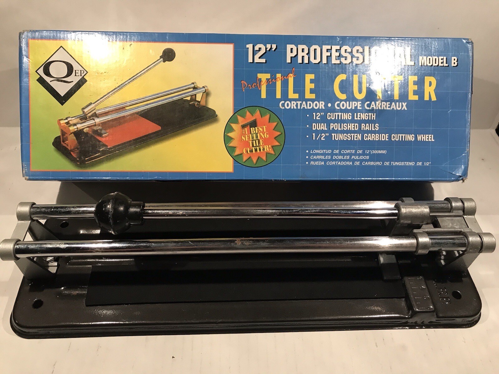 Tile Cutter 12" Professional Model B-1/2" Tungsten Carbide Cutting Wheel D Rails