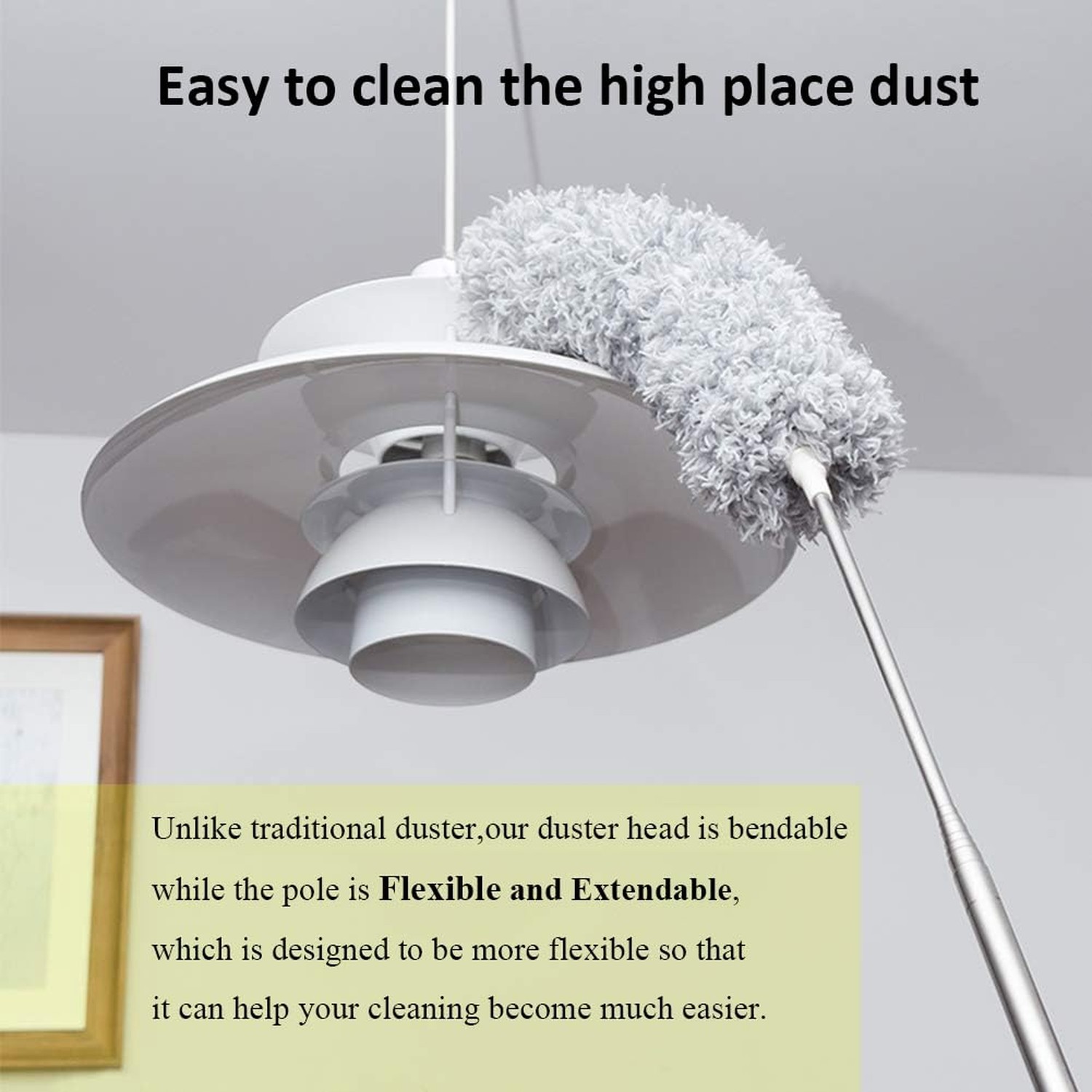 DELUX Microfiber Feather Duster Extendable Duster with 100 inches Extra Long ...