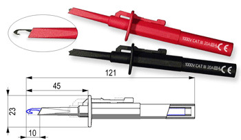 Red/Black Sprung Hook Probes for AnaTek Blue ESR Meter,