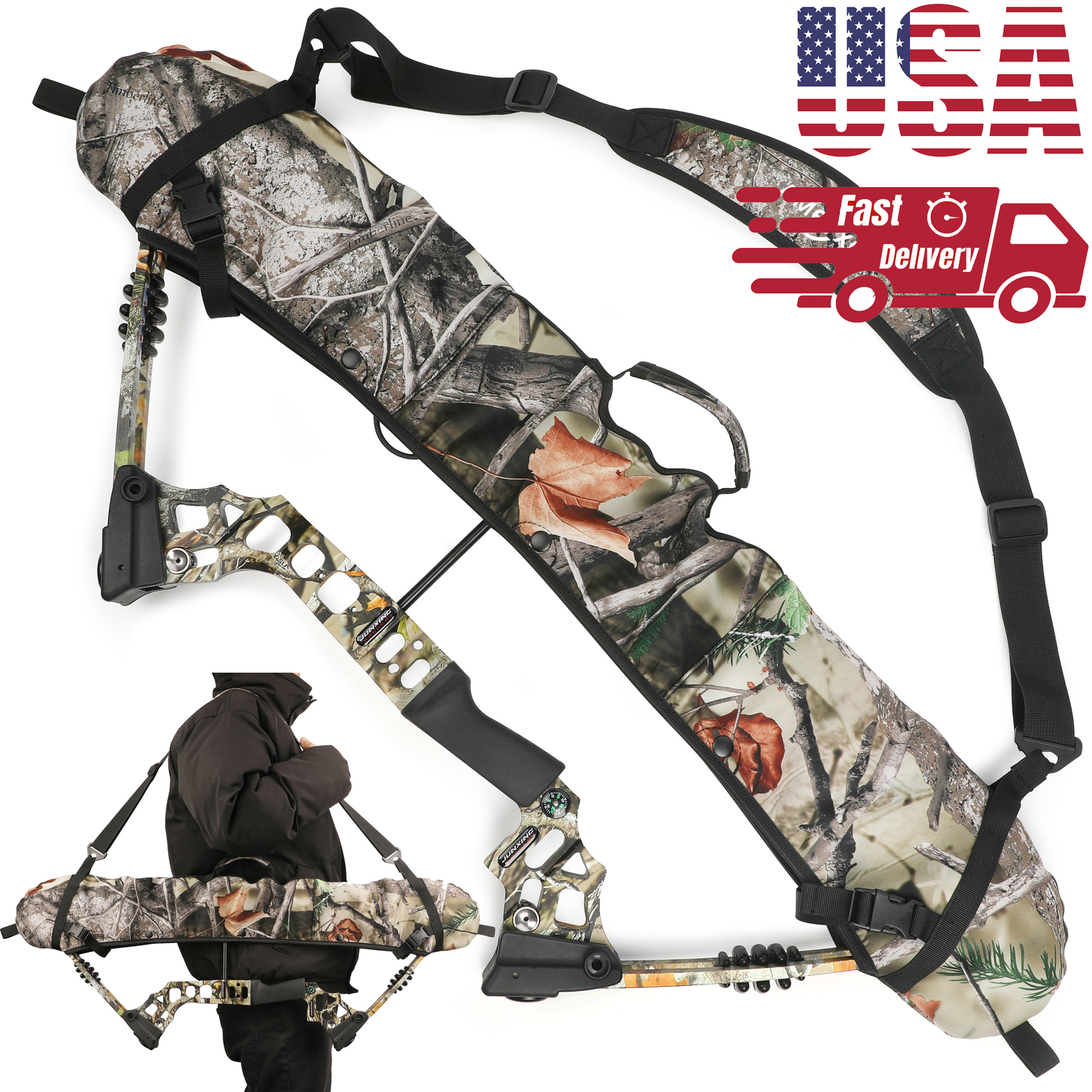 Archery Compound Bow Bag Camo Strap Shoulder Stretchy Backpack Portable Shooting