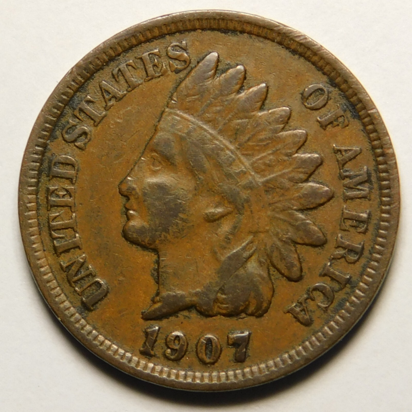 1907 Indian Head Cent F-VF "Actual Coin Pictured - Not Cleaned"