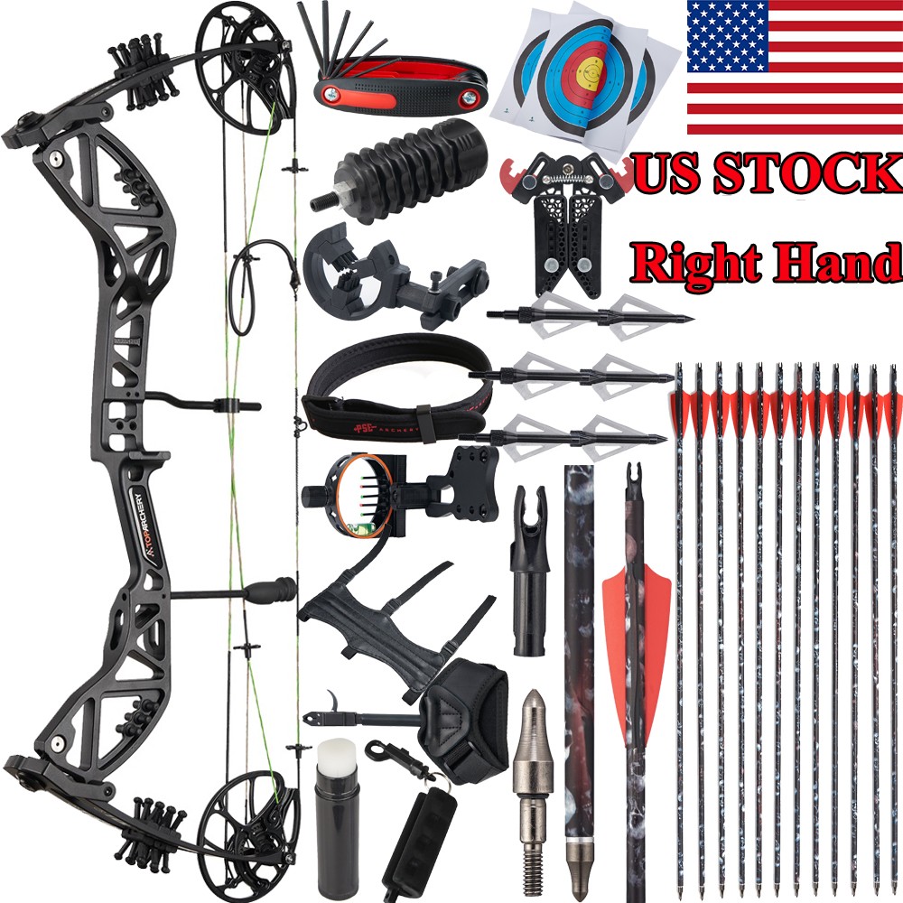 Archery 30-70lbs Compound Bow RH Carbon Arrows Target Hunting Shooting 310 FPS