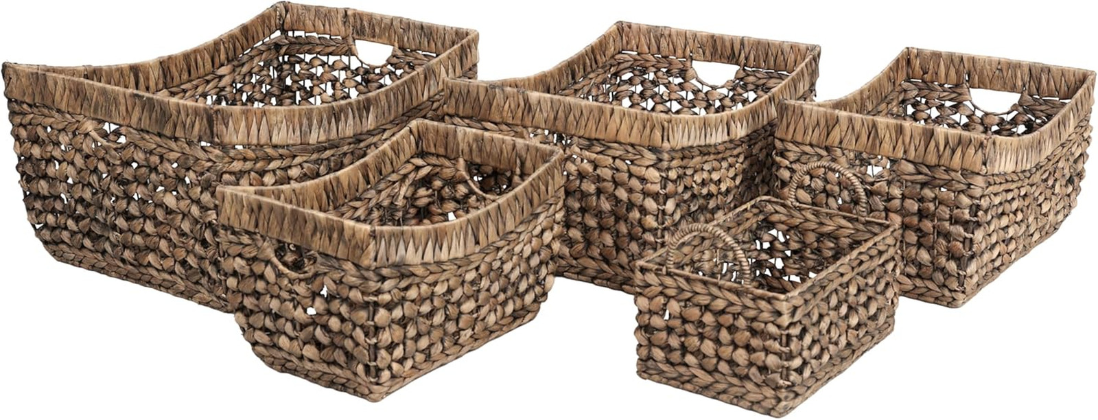 Aria Bohemian Handwoven Water Hyacinth Nesting Baskets - Set of 5
