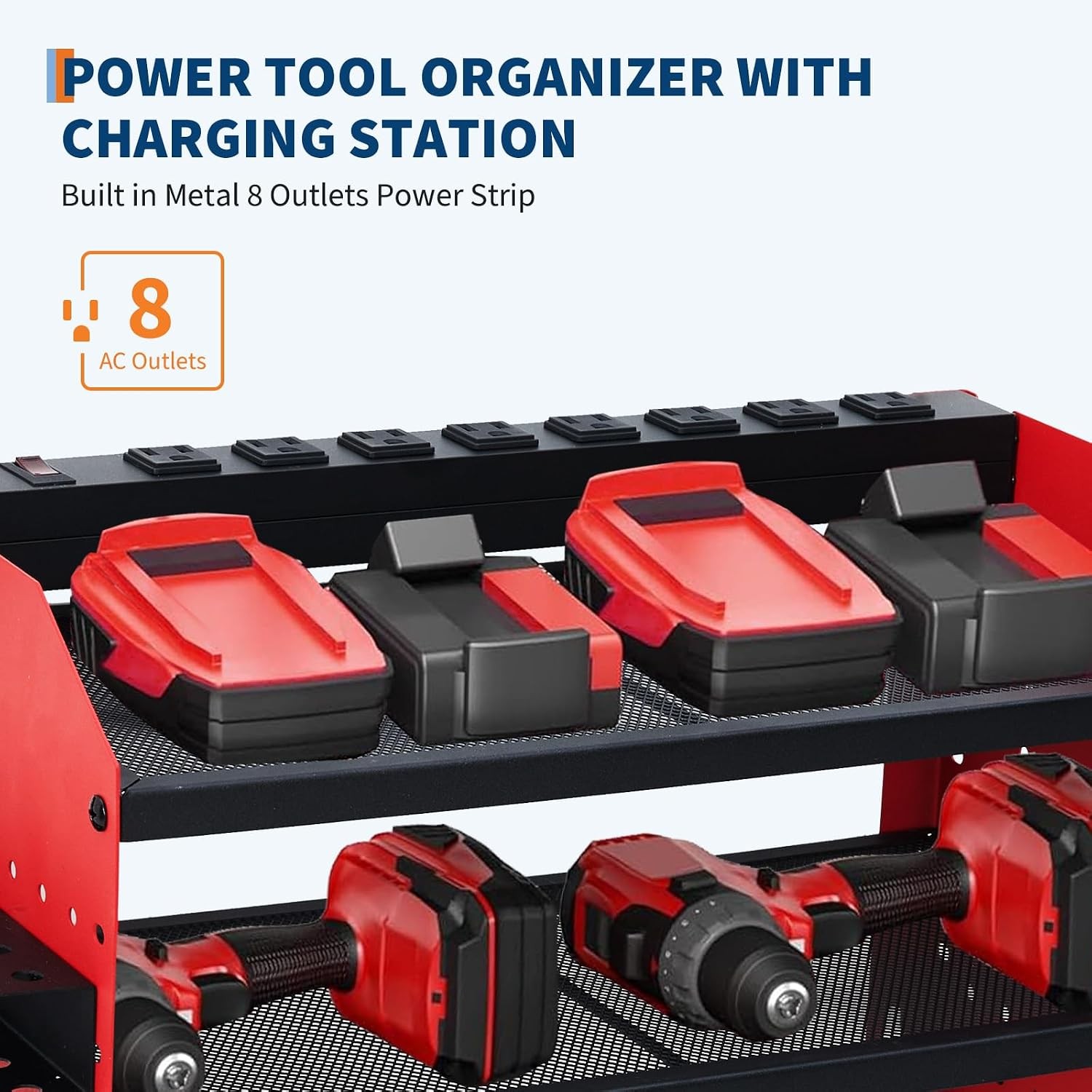 3 Layer Power Tool Organizer Wall Mount, Cordless 4 Drills Hanger Storage Rack